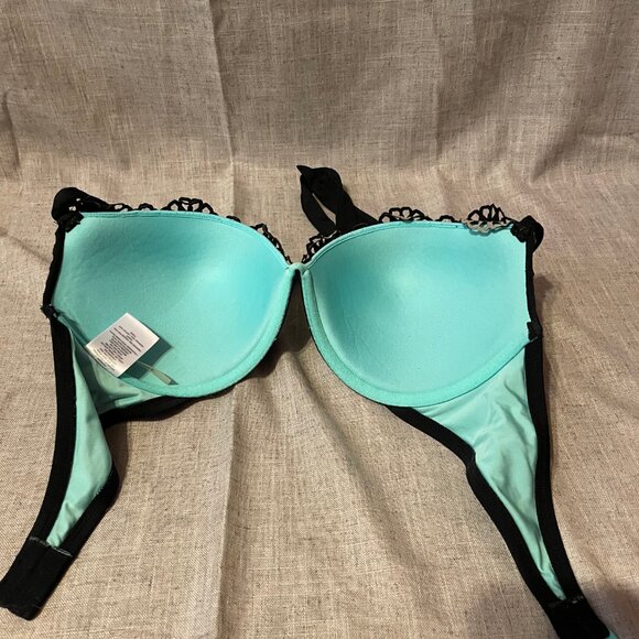 Black & Teal Shade & Shore Bikini Top, 36D - Picture 2 of 6